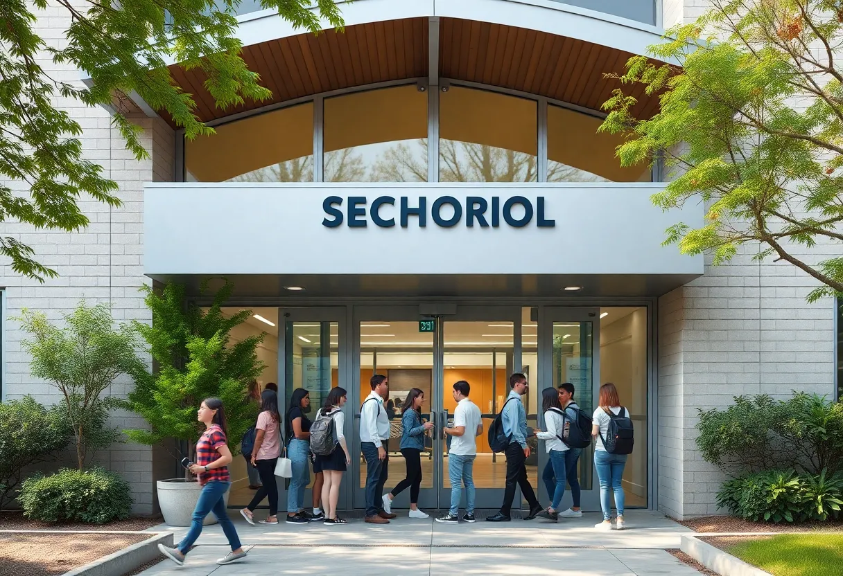 Exterior of the school security center dedicated to honoring law enforcement service.