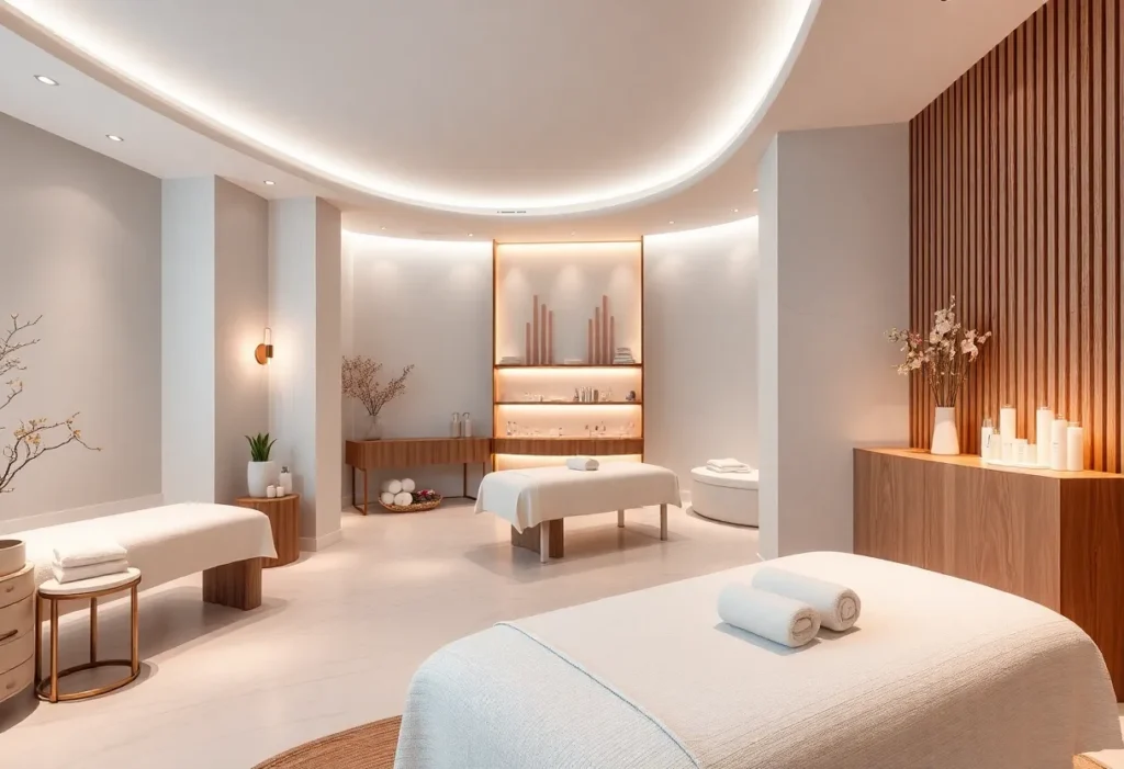 Interior view of Spavia Day Spa showcasing treatment rooms and relaxation areas.