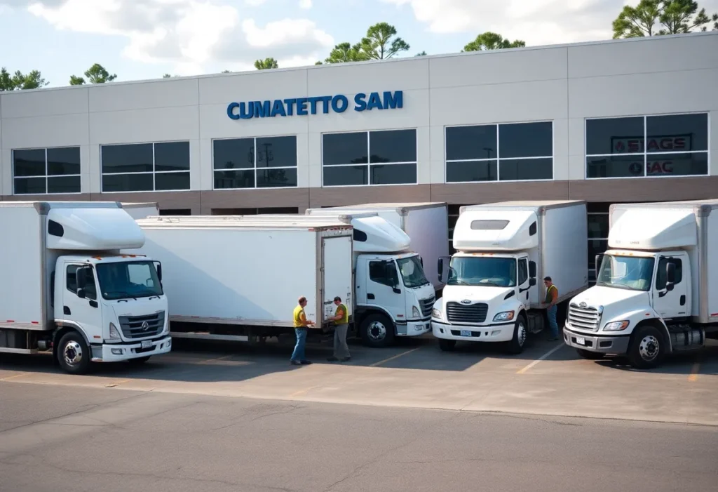 Swamp Rabbit Moving trucks at a climate-controlled storage facility in Columbia, SC