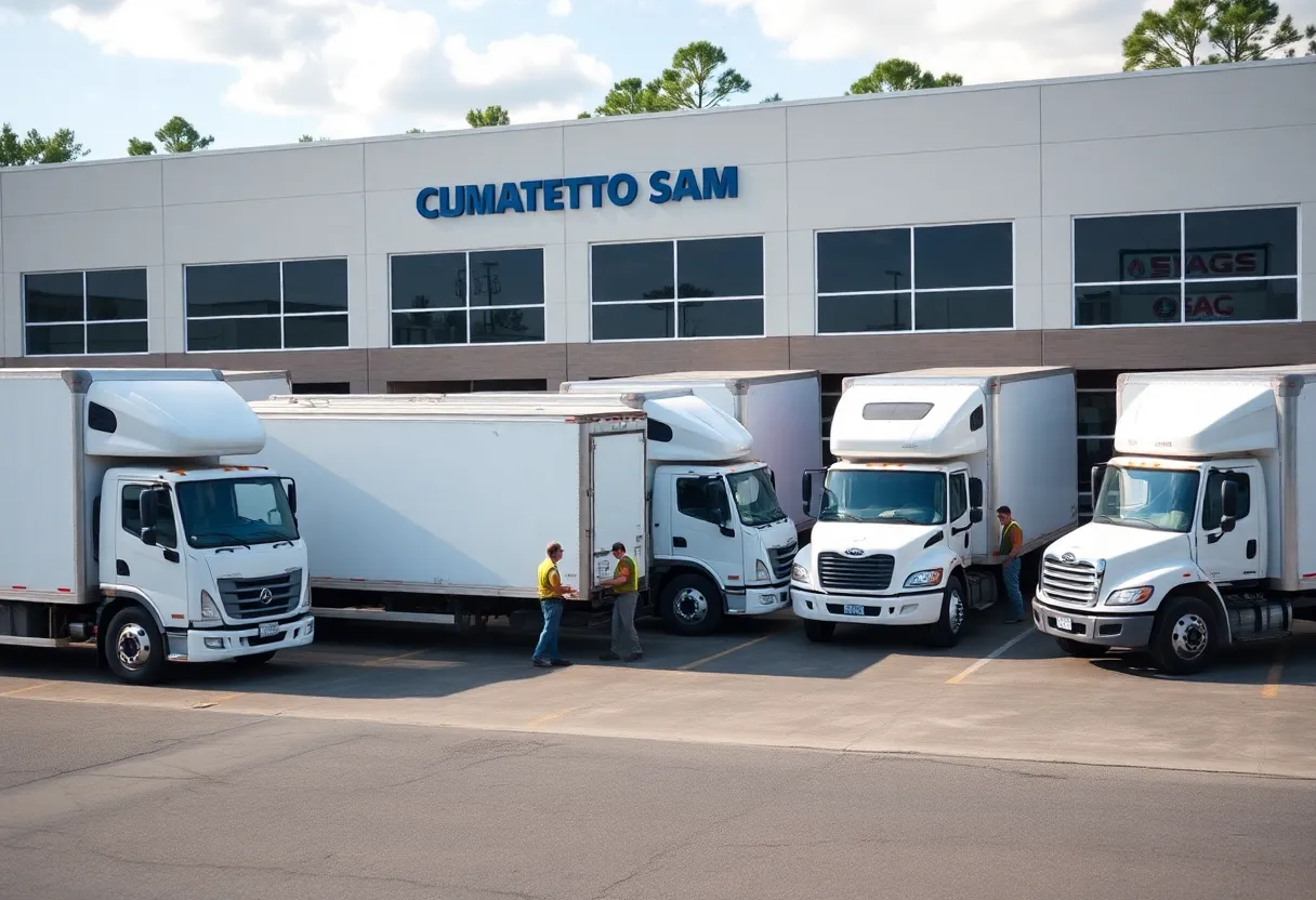 Swamp Rabbit Moving trucks at a climate-controlled storage facility in Columbia, SC