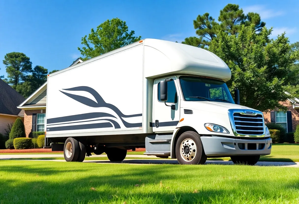 A Swamp Rabbit Moving truck at a residential location in South Carolina.