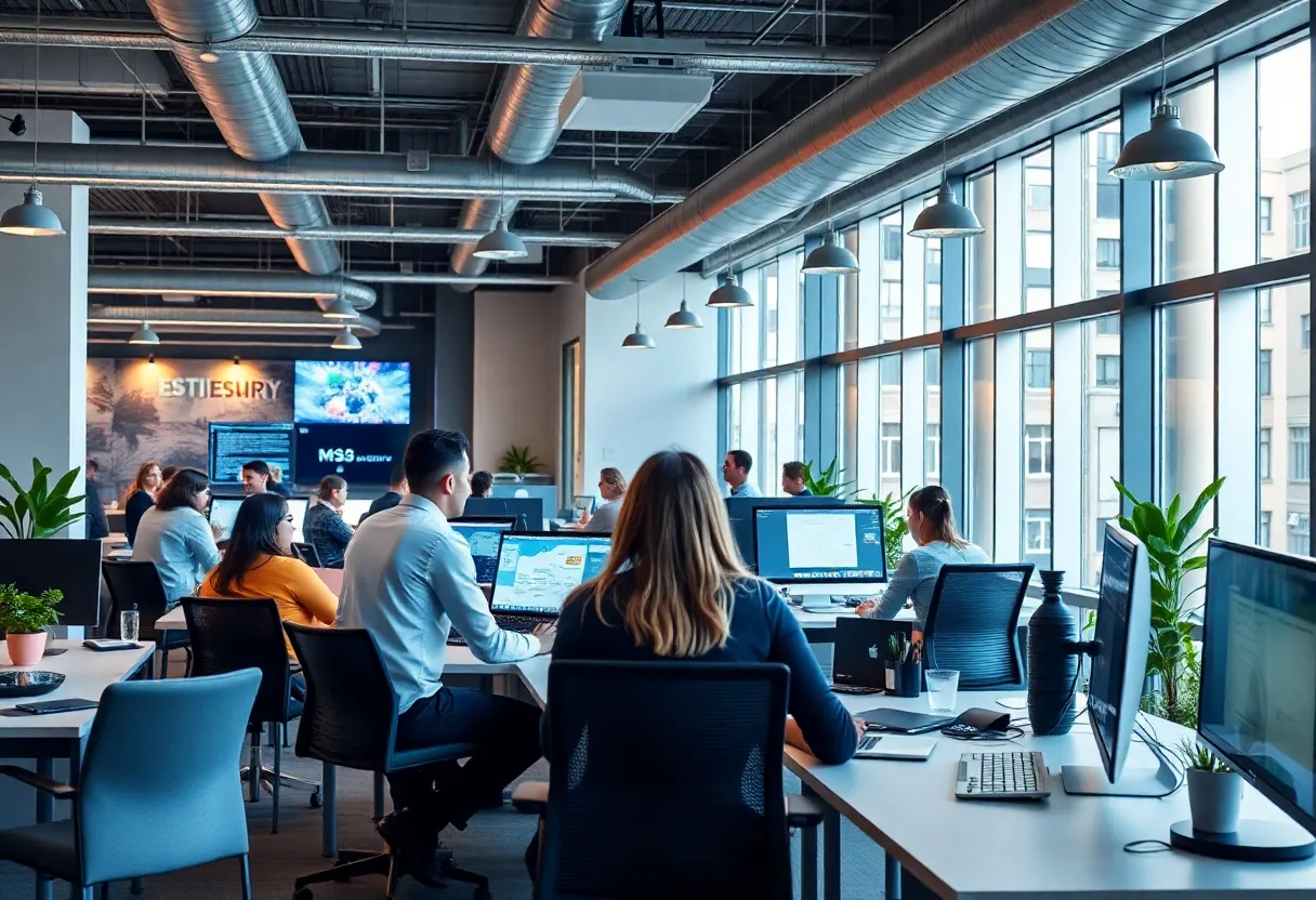 Columbia SC tech entrepreneurs collaborating in an incubator space