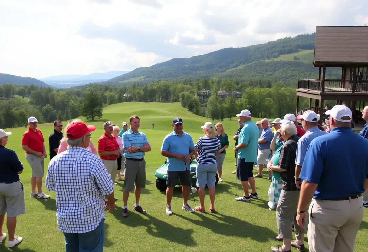 Golf tournament participants at The Cliffs at Glassy Mountain for charity.