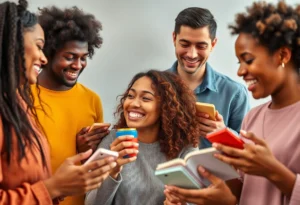 People showcasing emotional marketing interactions with brands.