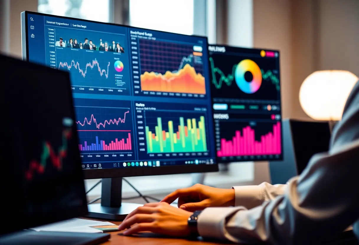 A digital marketer analyzing data visualizations