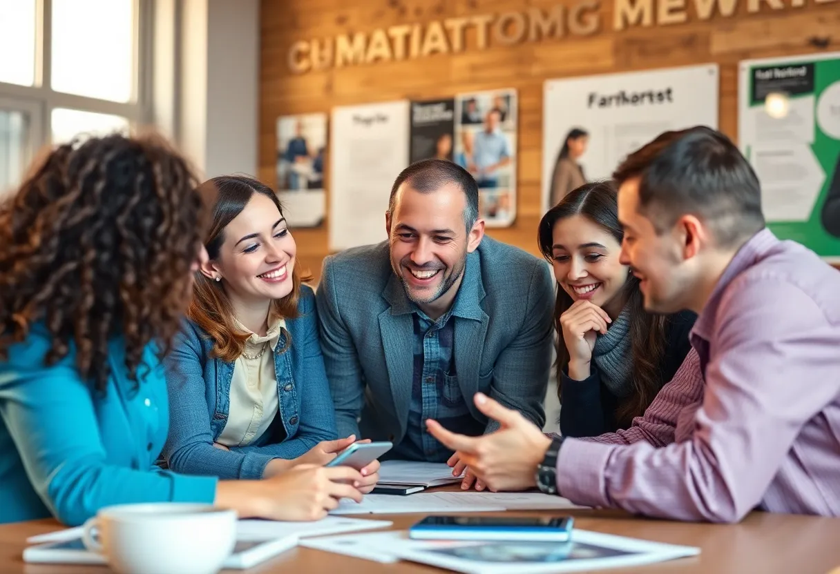 Marketing team discussing emotional marketing strategies