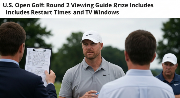 U.S. Open Golf: Round 2 Viewing Guide Includes Restart Times and TV Windows
