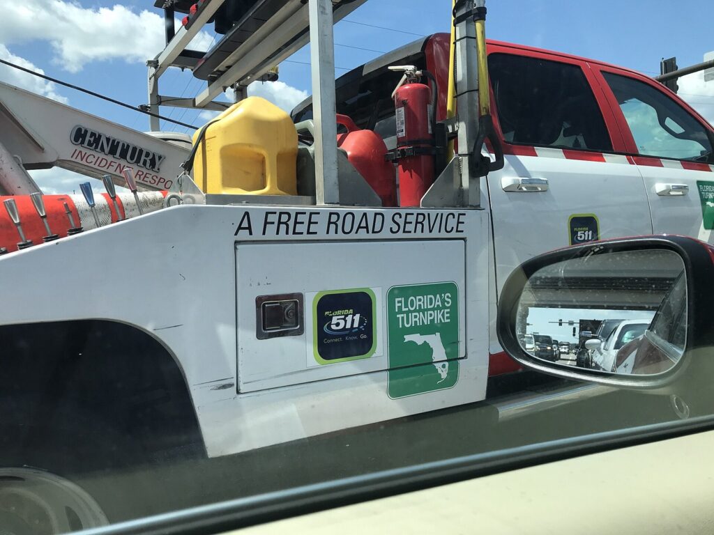 Tow truck at a roadside