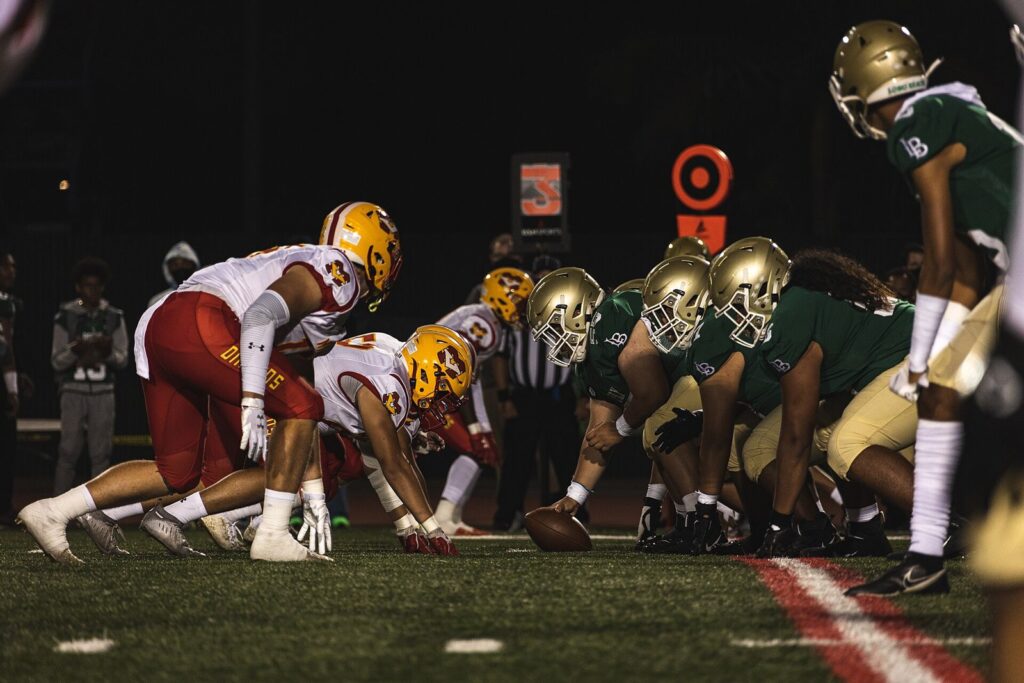 High school football game at night