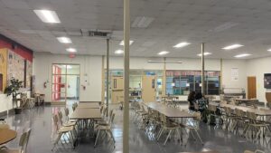 Empty school cafeteria