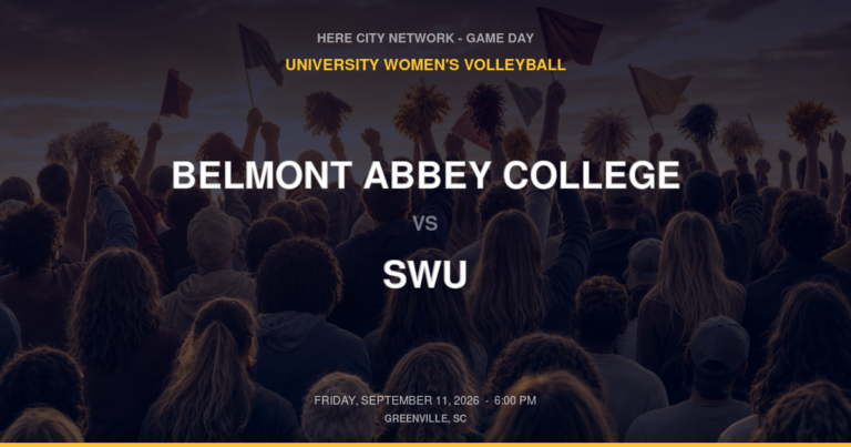 Belmont Abbey College vs. SWU — University Women's Volleyball Game Day — Greenville, SC — Sep 11, 2026
