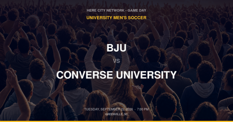 BJU vs. Converse University — University Men's Soccer Game Day — Greenville, SC — Sep 22, 2026