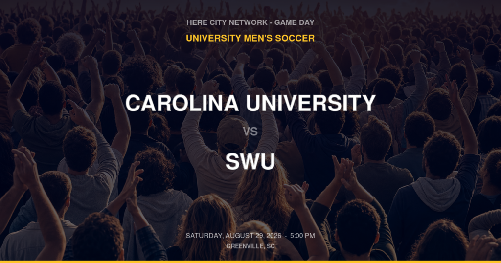 Carolina University vs. SWU — University Men's Soccer Game Day — Greenville, SC — Aug 29, 2026