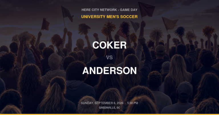 Coker vs. Anderson — University Men's Soccer Game Day — Greenville, SC — Sep 6, 2026
