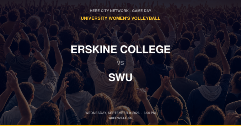 Erskine College vs. SWU — University Women's Volleyball Game Day — Greenville, SC — Sep 9, 2026