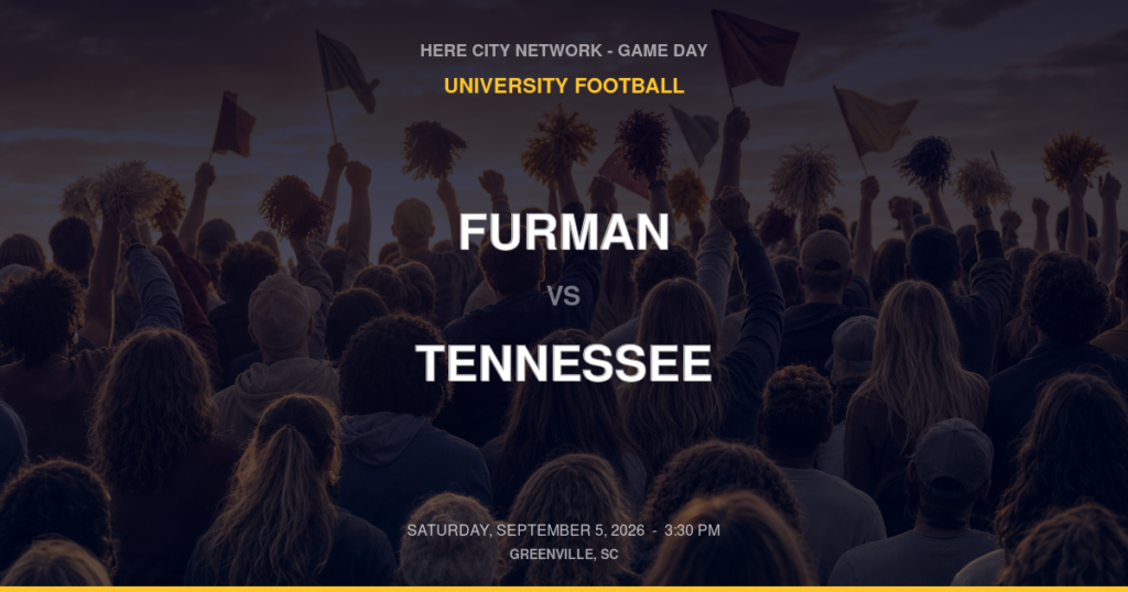 Furman vs. Tennessee — University Football Game Day — Greenville, SC — Sep 5, 2026