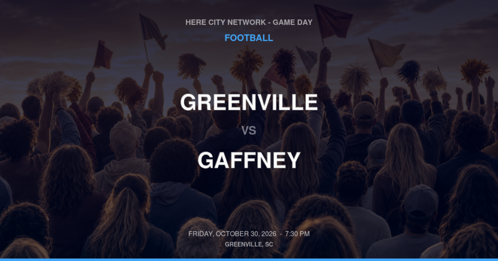 GREENVILLE vs GAFFNEY FOOTBALL game day graphic - Greenville, SC