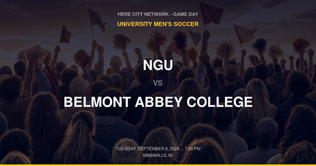 NGU vs. Belmont Abbey College — University Men's Soccer Game Day — Greenville, SC — Sep 8, 2026