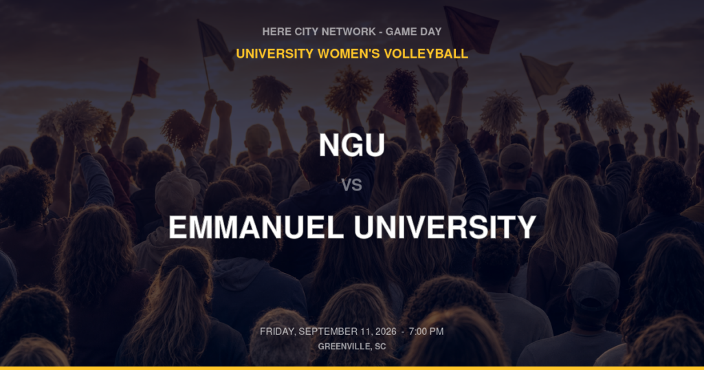 NGU vs. Emmanuel University — University Women's Volleyball Game Day — Greenville, SC — Sep 11, 2026