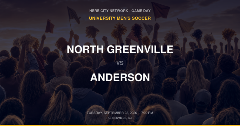 North Greenville vs. Anderson — University Men's Soccer Game Day — Greenville, SC — Sep 22, 2026