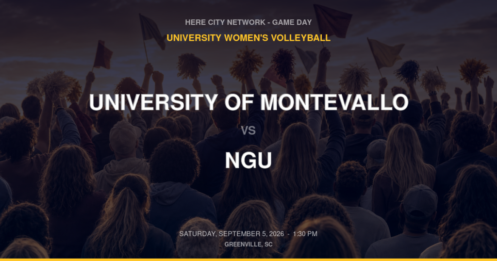 University of Montevallo vs. NGU — University Women's Volleyball Game Day — Greenville, SC — Sep 5, 2026